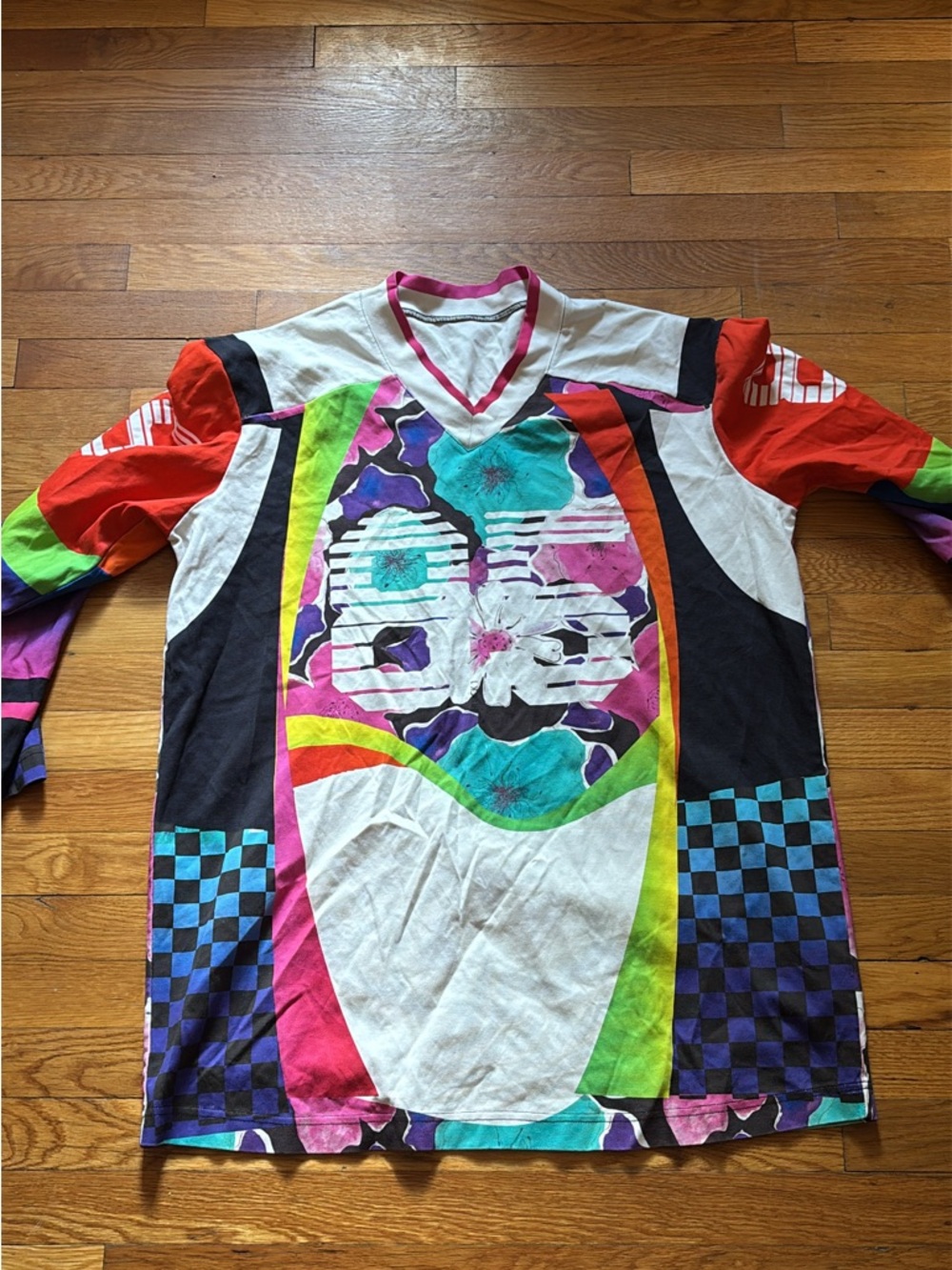Bruce Glen Neon Graphic Long-Sleeve Jersey Dress — Multicolor